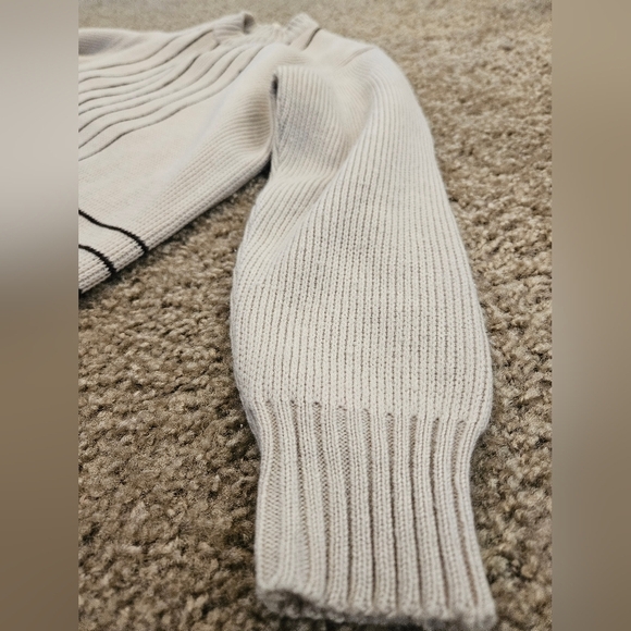 100% Virgin Acrylic Vintage Geometric Crewneck Sweater In Tan & Brown, Size Med - Picture 4 of 7